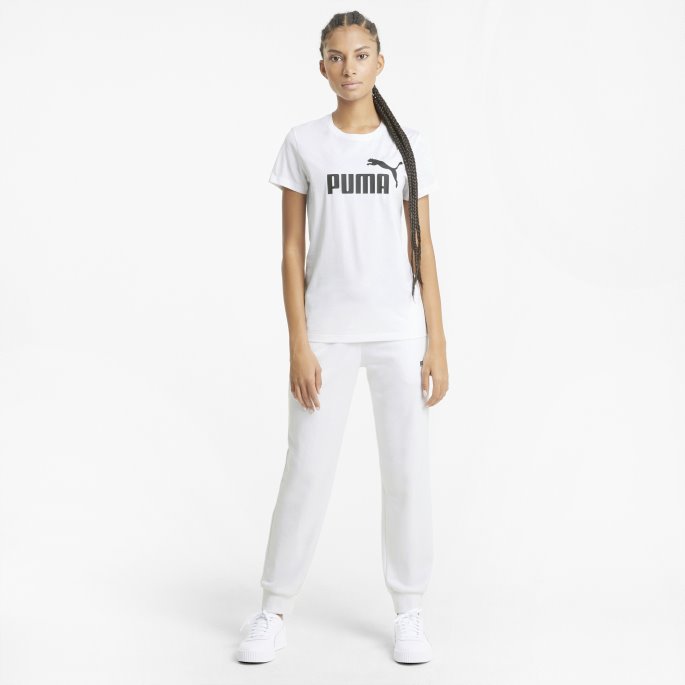 Puma På Tilbud Essensielle Logo Dame T-skjorte Hvit