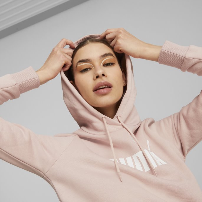 Puma På Tilbud Nødvendigheter Logo Fl Dame Hettegenser Rose Quartz