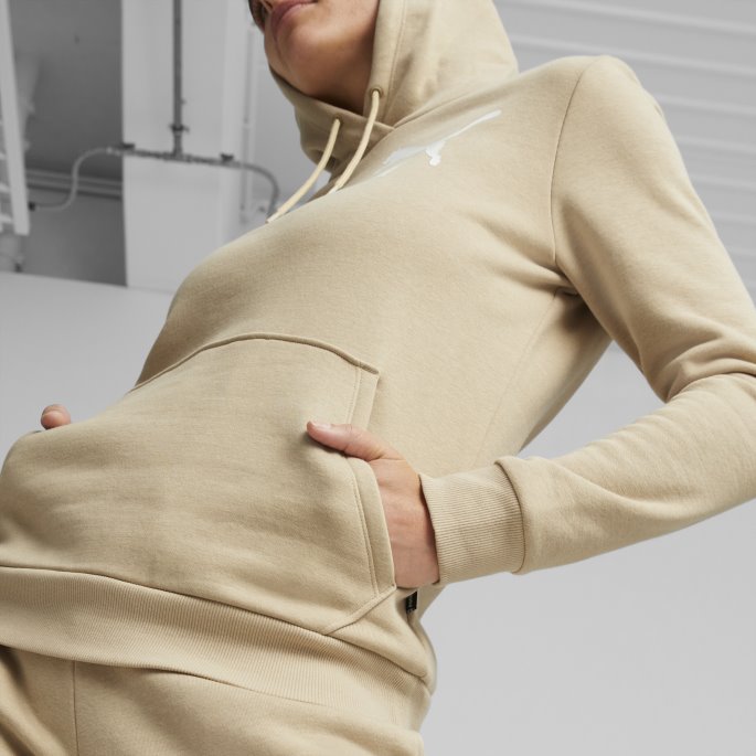 Lett Sand Puma På Salg Nødvendigheter Logo Fl Hettegenser For Kvinner