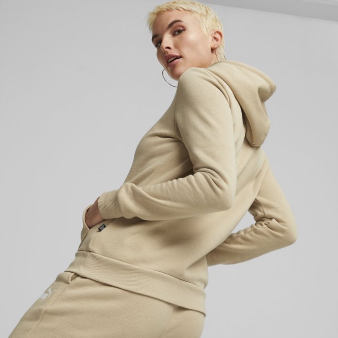 Puma På Salg Nødvendigheter Logo Fl Dame Hettegenser Lys Sand