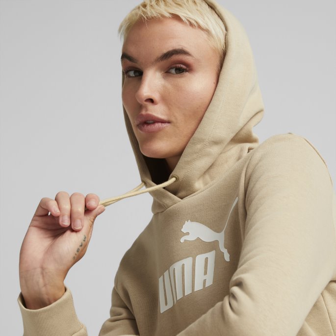 Puma På Salg Nødvendigheter Logo Fl Dame Hettegenser Lys Sand