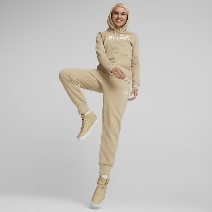 Puma På Salg Nødvendigheter Logo Fl Dame Hettegenser Lys Sand