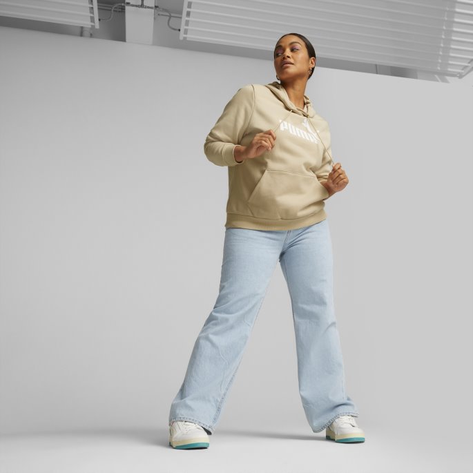 Puma På Salg Nødvendigheter Logo Fl Dame Hettegenser Lys Sand