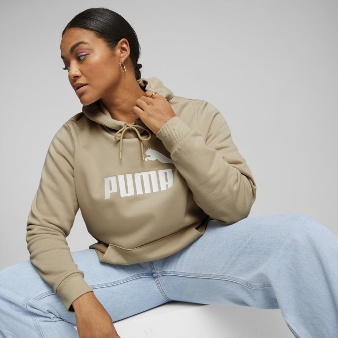Puma På Salg Nødvendigheter Logo Fl Dame Hettegenser Lys Sand