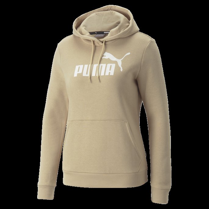 Puma På Tilbud Light Sand Essentials Logo Fl Hettegenser For Kvinner