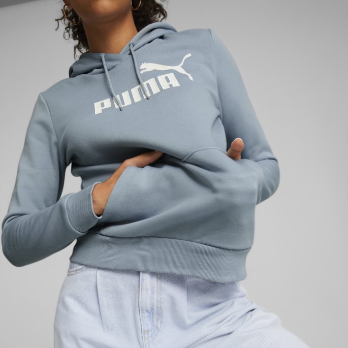 Essentials Logo Fl Dame Hettegenser Blå Vask Puma På Salg