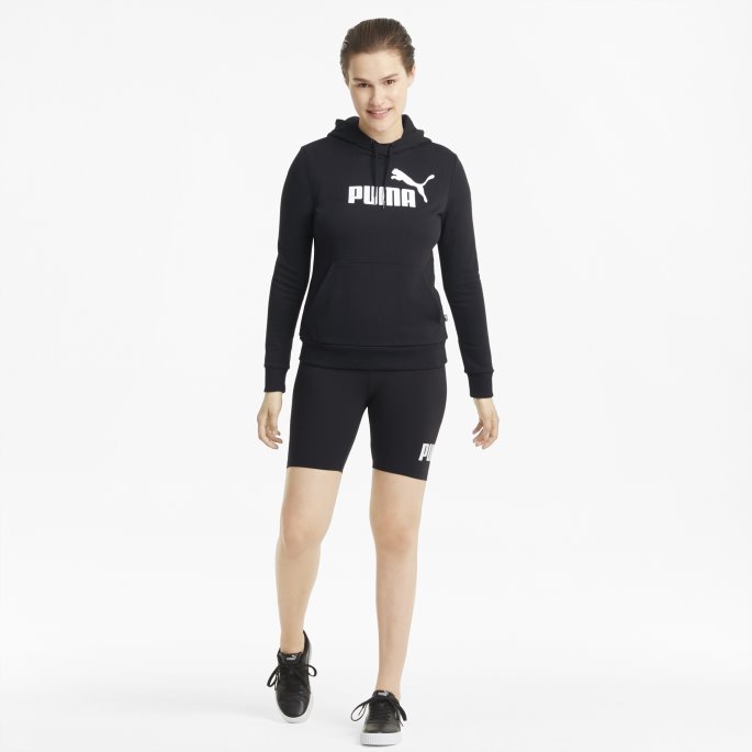 Svart Puma På Tilbud Essensielle Logo Hettegenser For Kvinner
