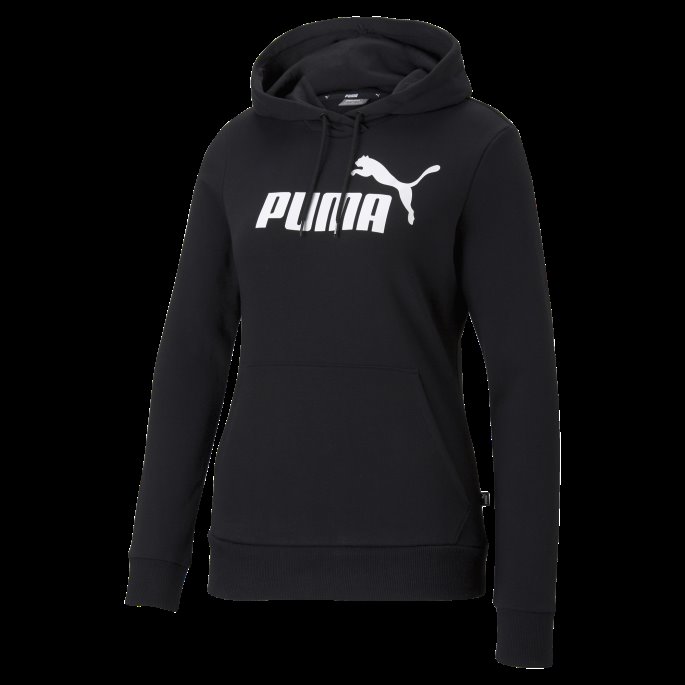 Svart Puma På Tilbud Essensielle Logo Hettegenser For Kvinner
