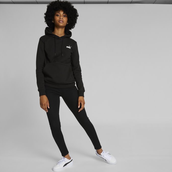 Puma På Tilbud Svart Nødvendighet Liten Logo Hettegenser For Kvinner
