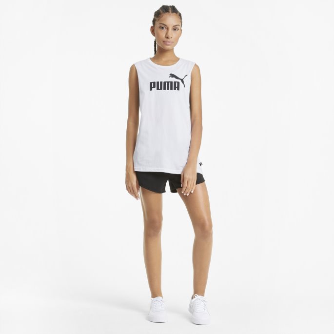 Puma På Tilbud Hvit Essensielle Logo Avskåret Dametopp