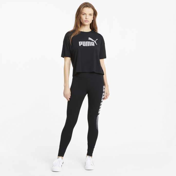 Black Essentials Logo Cropped Damet-skjorte Puma På Salg