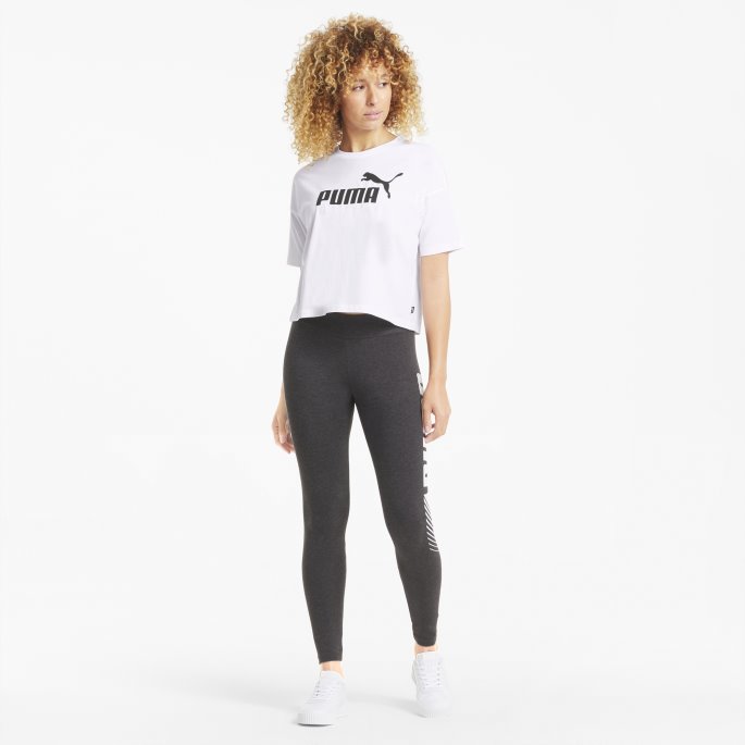 Puma På Salg Nødvendigheter Logo Cropped Dame T-skjorte Hvit