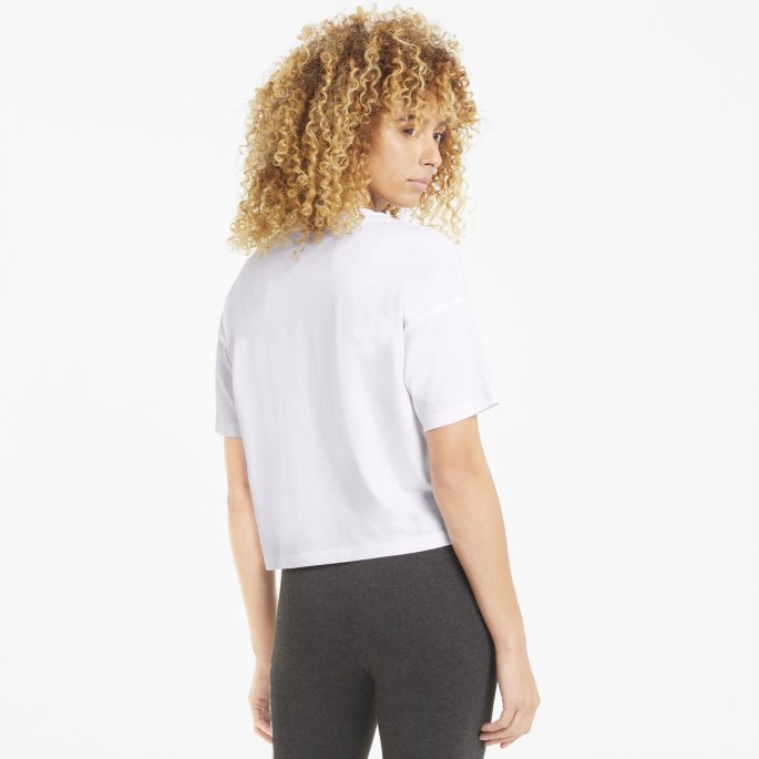 Essentials Logo Cropped Dame-t-skjorte Hvit Puma På Salg