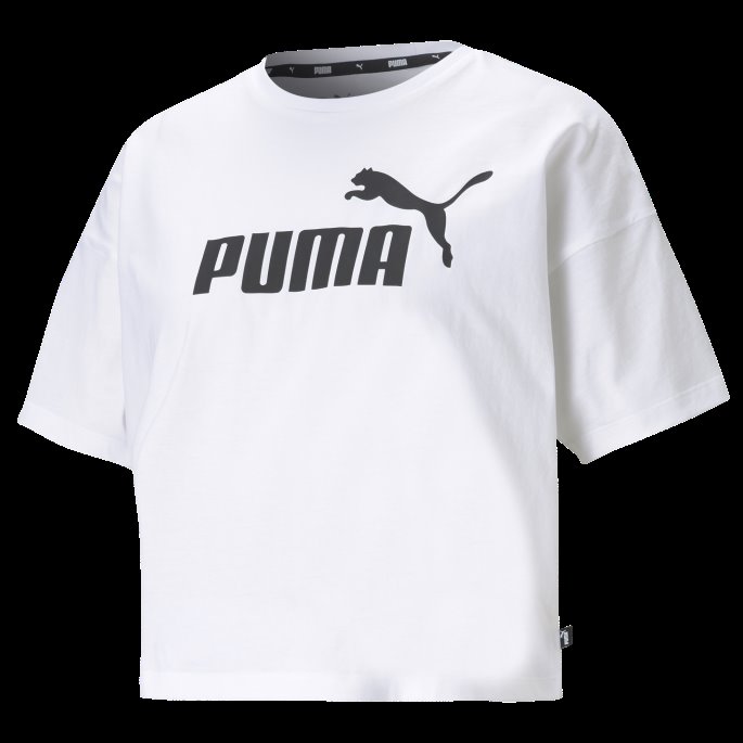 Essentials Logo Cropped Dame-t-skjorte Hvit Puma På Salg