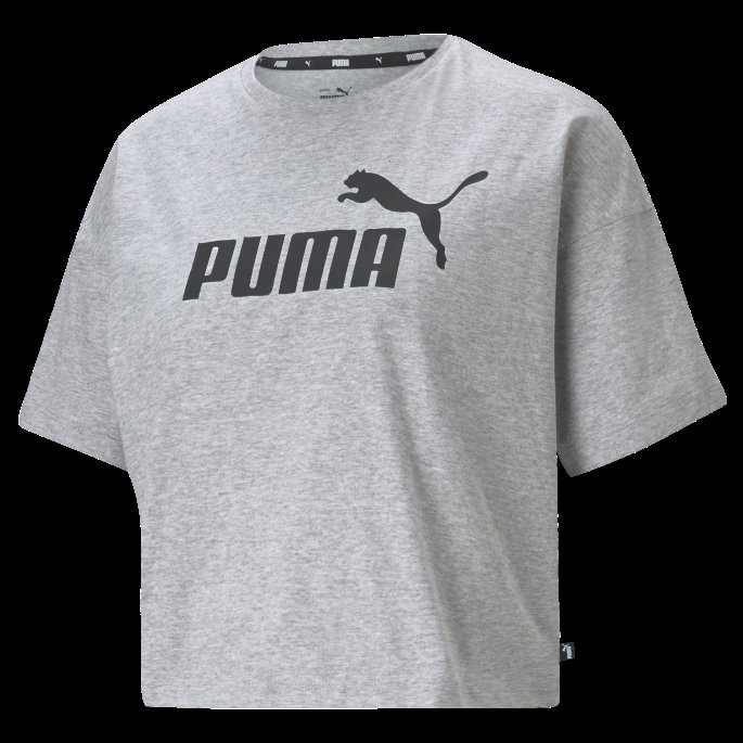 Puma På Tilbud Lys Grå Lyng Essensielle Logo Cropped Dame T-skjorte