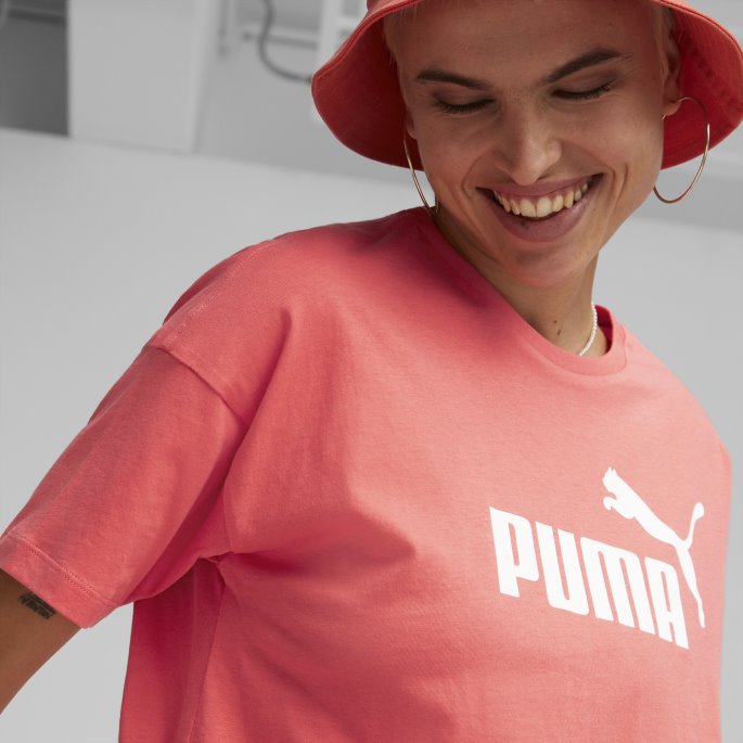 Puma På Salg Nødvendigheter Logo Cropped Dame Tee Laks