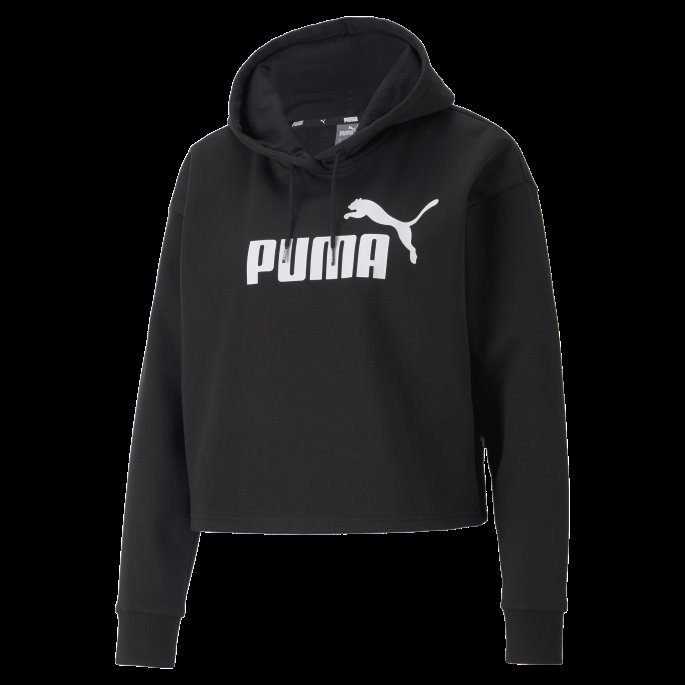 Svart Puma På Salg Nødvendigheter Cropped Logo Hettegenser For Kvinner