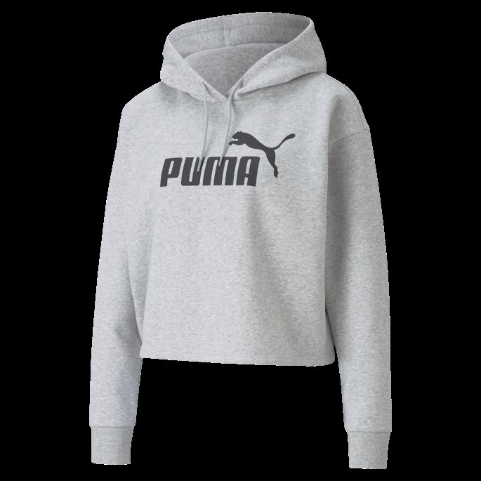 Puma På Tilbud Lys Grå Lyng Essensielle Cropped Logo Hettegenser For Damer