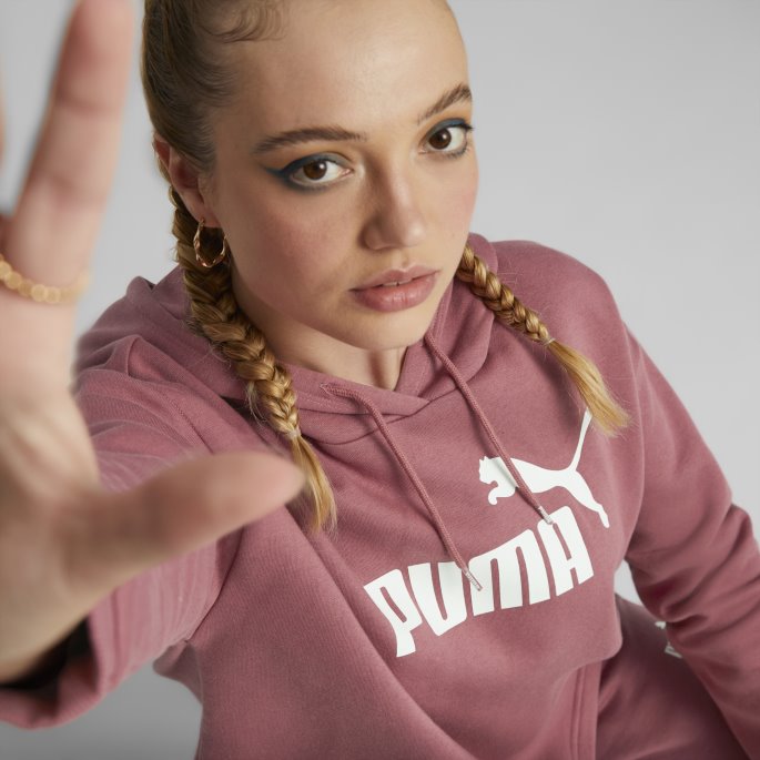 Puma På Tilbud Nødvendigheter Cropped Logo Dame Hettegenser Støvete Orkidé