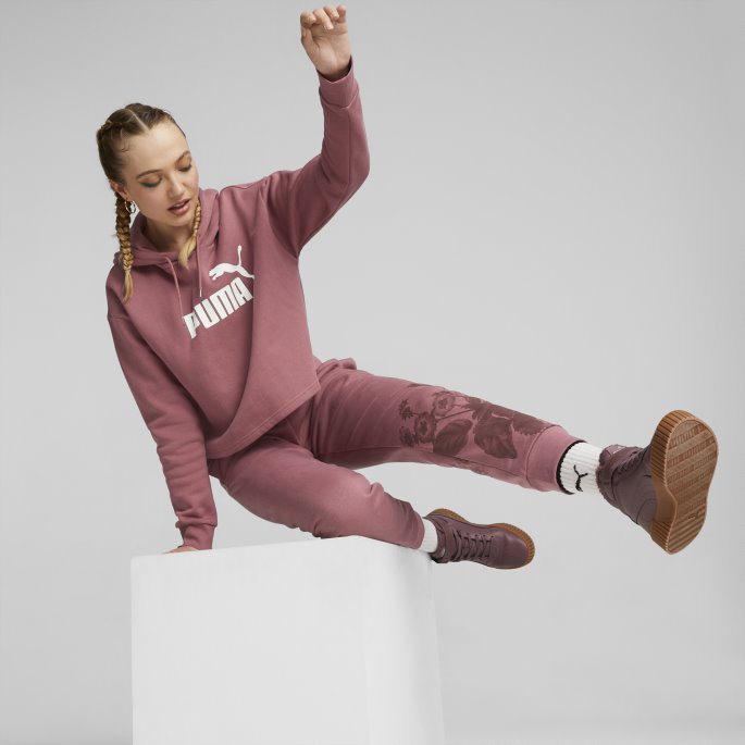 Puma På Tilbud Nødvendigheter Cropped Logo Dame Hettegenser Støvete Orkidé