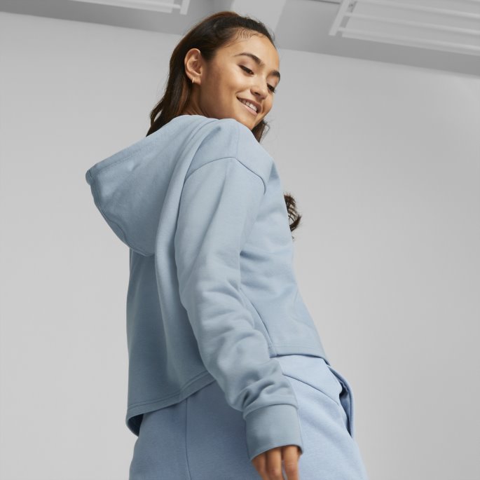 Blue Wash Essentials Cropped Logo Dame Hettegenser Puma På Salg