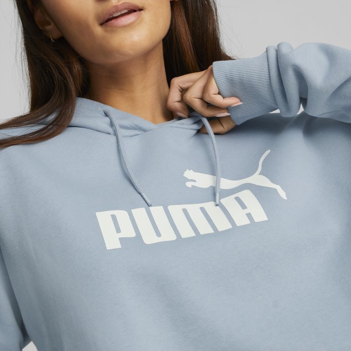 Blue Wash Essentials Cropped Logo Dame Hettegenser Puma På Salg