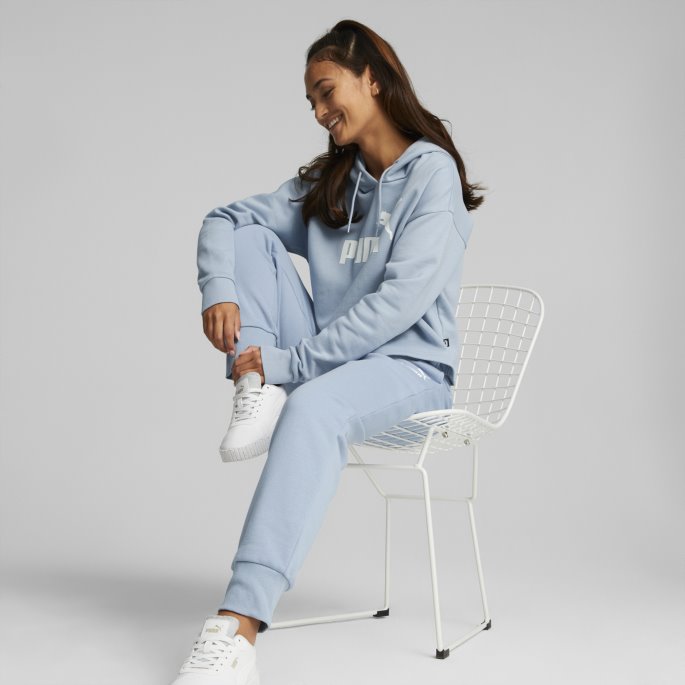Blue Wash Essentials Cropped Logo Dame Hettegenser Puma På Salg