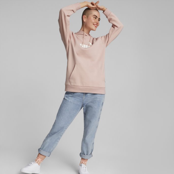 Essentials Logo Forlenget Hettegenser For Kvinner Rose Quartz Puma På Salg