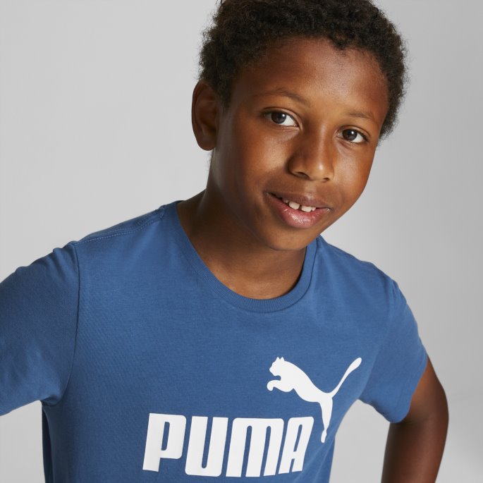 Essentials Logo Ungdoms T-skjorte Lake Blue Puma På Salg