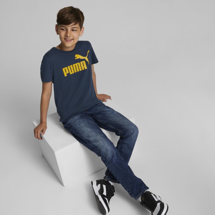 Marineblå Essentials Logo Ungdomst-skjorte Puma På Salg