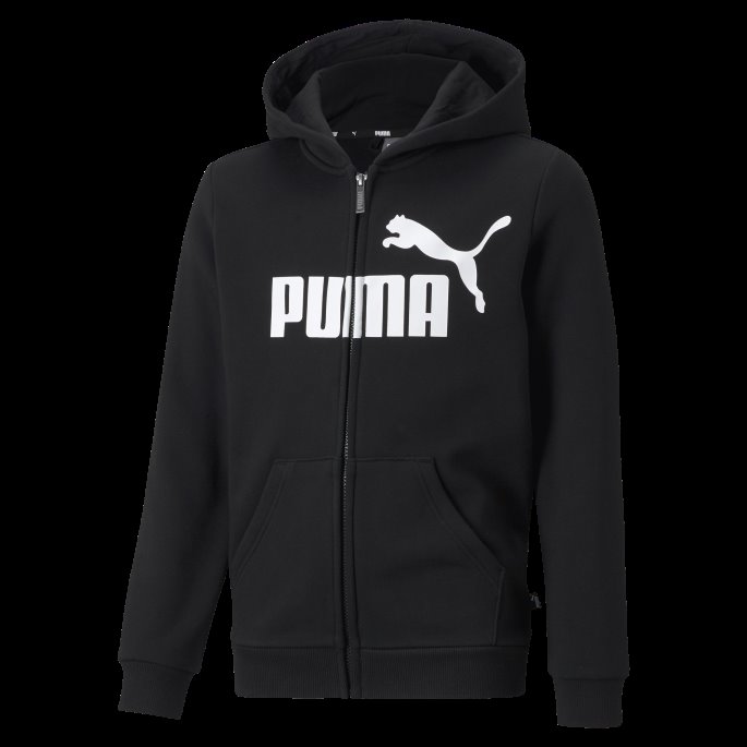 Puma På Salg Nødvendigheter Stor Logo Full Glidelås Gutte Hettegenser Svart