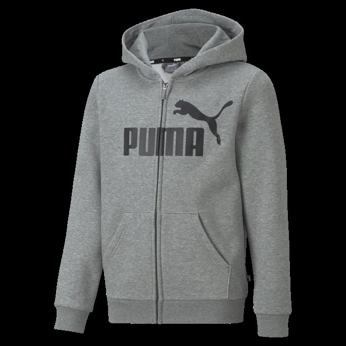 Essentials Stor Logo Full Glidelås Ungdomshettegenser Puma På Tilbud Mellomgrå Lyng