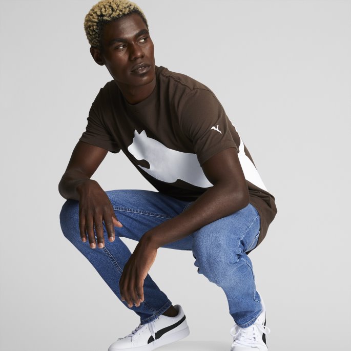 Puma På Salg Oversized Logo Herre-t-skjorte Dyp Oliven