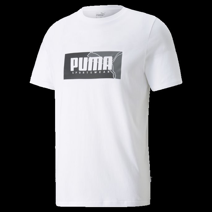 Puma På Tilbud Boks Grafisk Regular Fit Herre T-skjorte Hvit