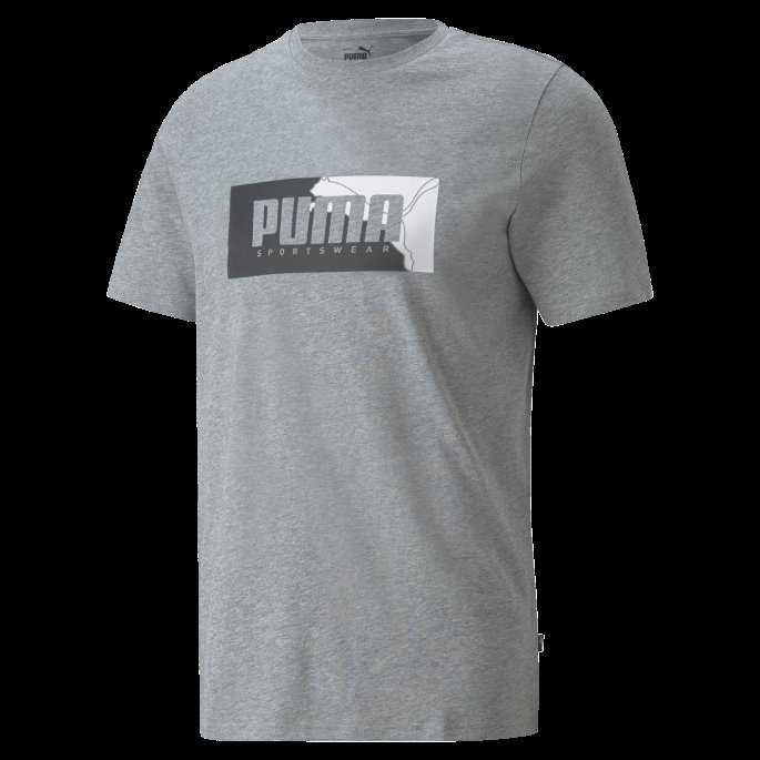 Puma På Tilbud Boks Grafisk Regular Fit Herre T-skjorte Mellomgrå Lyng