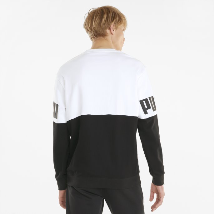 Hvit Puma På Tilbud Power Colourblock Herregenser Med Rund Hals