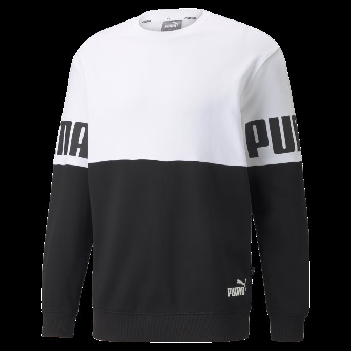 Hvit Puma På Tilbud Power Colourblock Herregenser Med Rund Hals