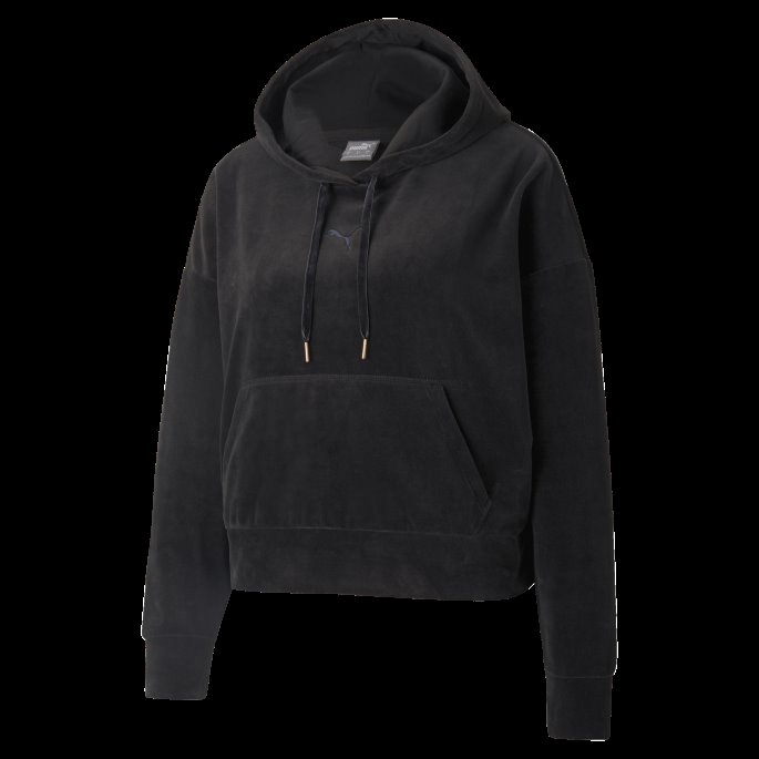 Hennes Velour Hettegenser For Kvinner Puma På Tilbud Svart