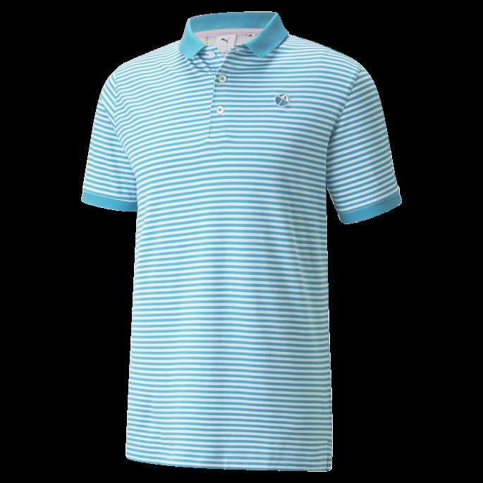 Puma På Salg Signatur Stripe Golf Poloskjorte For Menn Alger Blå