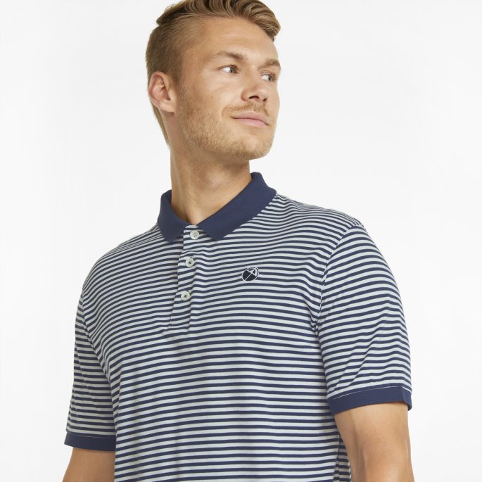 Marineblå Blazer Puma På Tilbud Signaturstripe Golfpoloskjorte For Menn