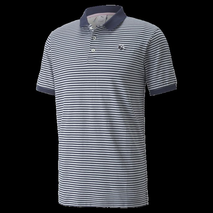 Marineblå Blazer Puma På Tilbud Signaturstripe Golfpoloskjorte For Menn
