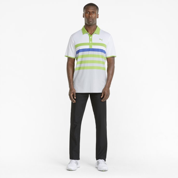 Puma På Tilbud Lys Hvit-grønn Mattr Enveis Golfpoloskjorte For Menn