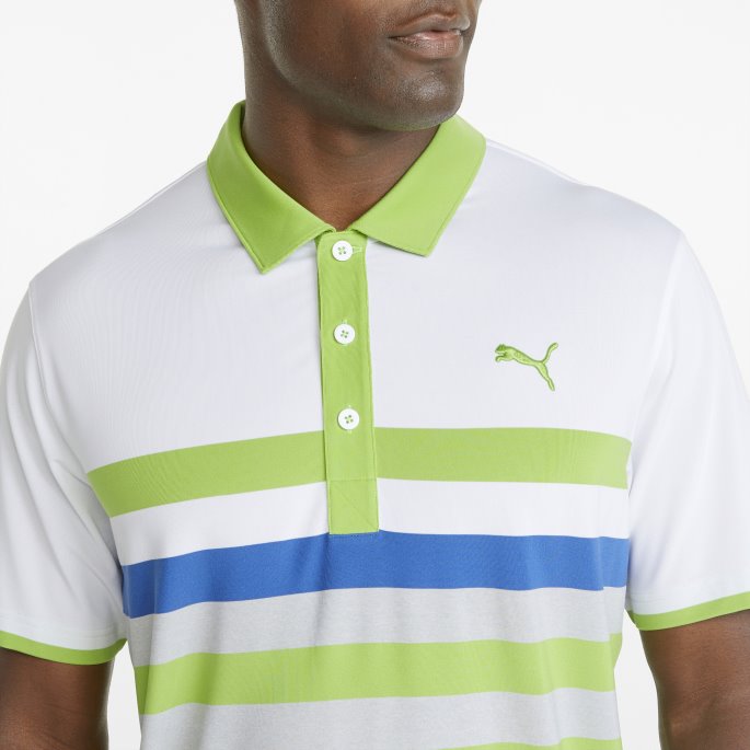Puma På Tilbud Lys Hvit-grønn Mattr Enveis Golfpoloskjorte For Menn