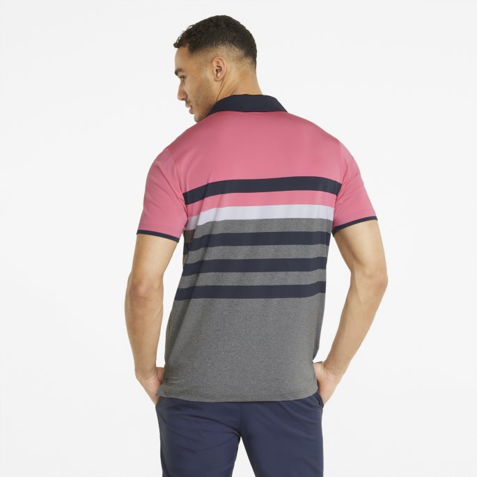 Mattr One Way Herre Golf Poloskjorte Puma På Tilbud Solnedgang Rosa-marineblå Blazer