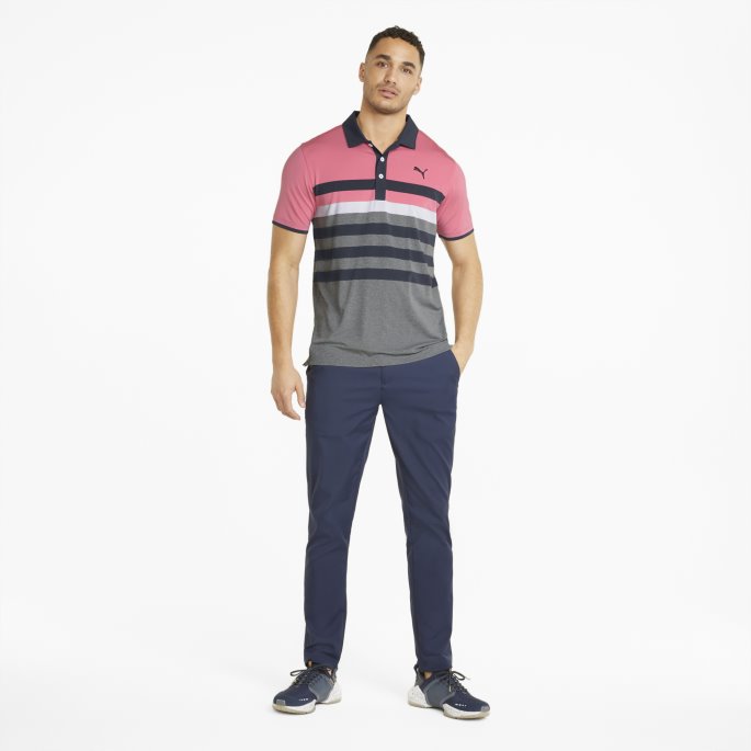 Mattr One Way Herre Golf Poloskjorte Puma På Tilbud Solnedgang Rosa-marineblå Blazer