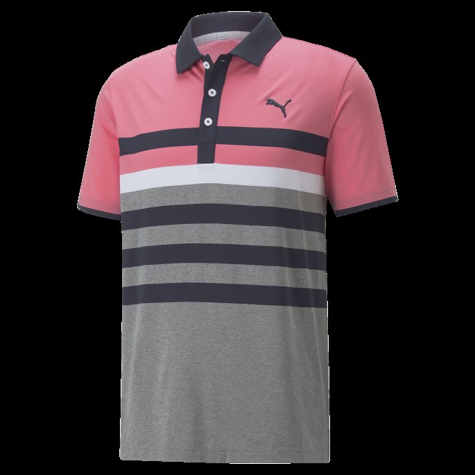 Mattr One Way Herre Golf Poloskjorte Puma På Tilbud Solnedgang Rosa-marineblå Blazer