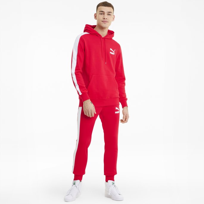 Puma På Tilbud Ikonisk T7 Hettegenser For Menn Høyrisiko Rød