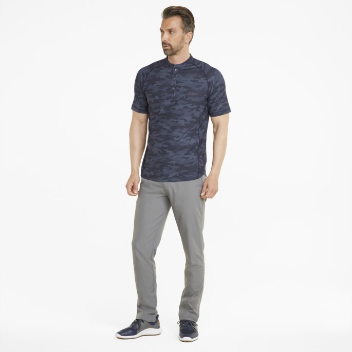Marineblå Blazer-camo Egw Skyspunnet Matte Henley Golfpoloskjorte For Menn Puma På Salg