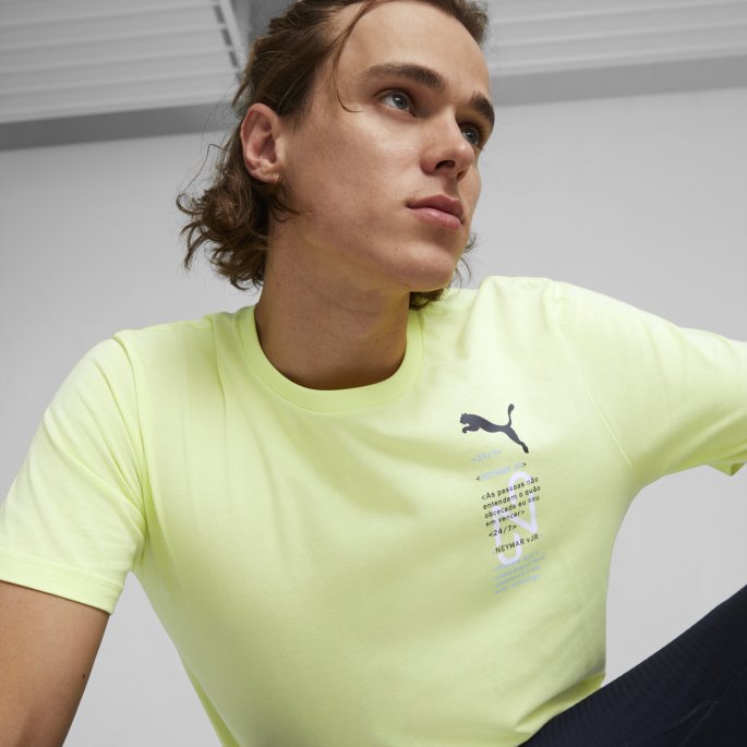 Puma På Tilbud Fresh Yellow Neymar Jr 24-7 Grafisk Fotball Tee Herre