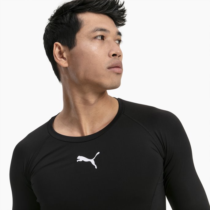 Svart Liga Baselayer Langermet Herre T-skjorte Puma På Salg